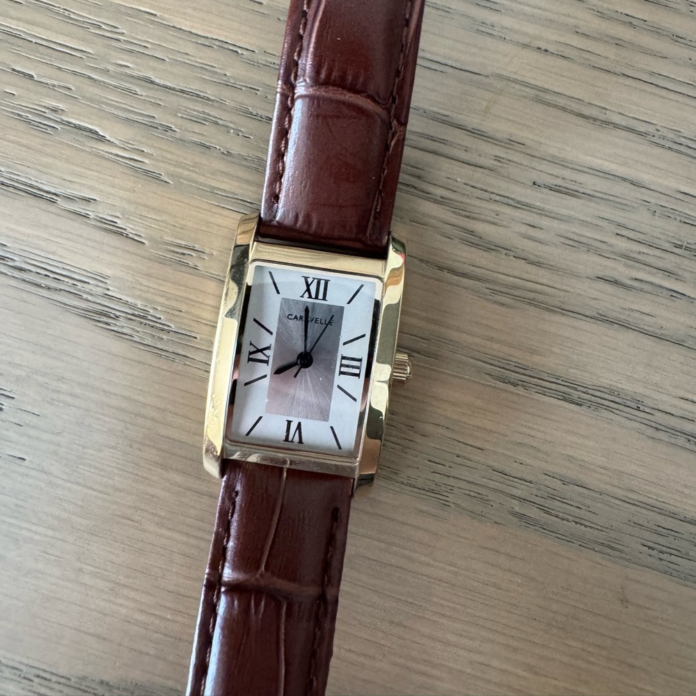 Caravelle by Bulova Stainless Steel Quartz Watch with Leather Calfskin Strap